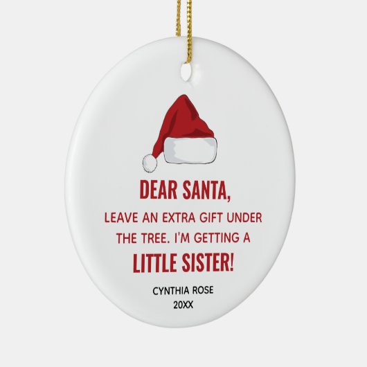 サンタハパーソナライズされたットの妹が来る セラミックオーナメント (右)