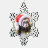 サンタハフェレットクリスマス スノーフレークピューターオーナメント (右)