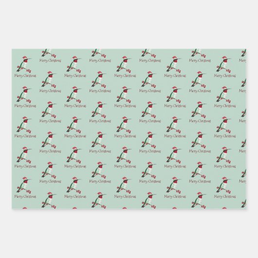 サンタハミングバードメリークリスマス ラッピングペーパーシート (正面)