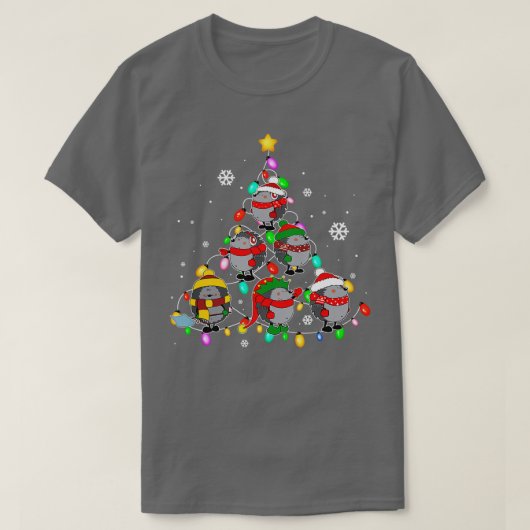 サンタハリホッグクリスマスツリーライツパジャマおもしろいス Tシャツ (デザイン正面)
