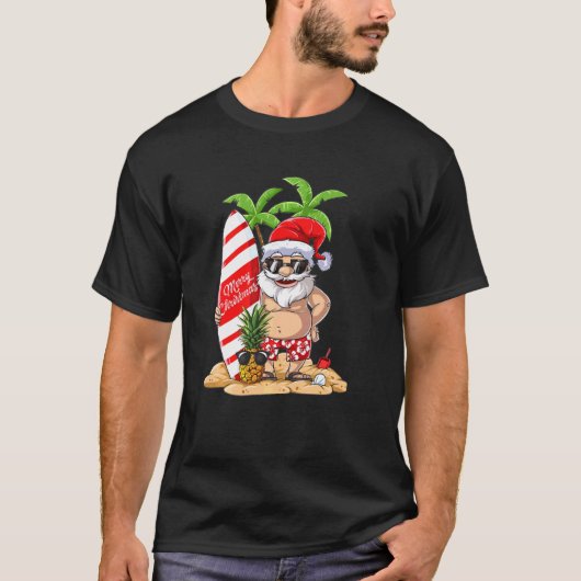 サンタハワイアンクリスマスセータークリスマスティー Tシャツ (正面)