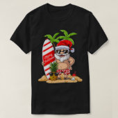サンタハワイアンサーフィンクリスマスサマーサーフハワイ Tシャツ (デザイン正面)