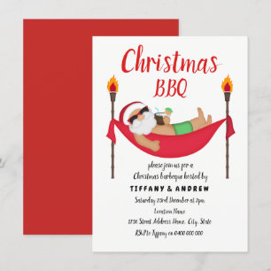 サンタハンモックサマークリスマスバーベキューBBQ招待状 招待状