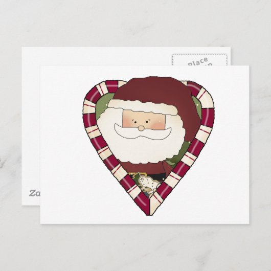 サンタハート休日Tシャツとギフト シーズンポストカード (正面/裏面)