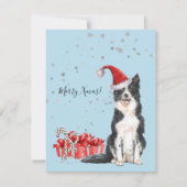 サンタハ縁どットウォーターカラーアートと可愛いコリー シーズンカード (正面)