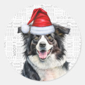 サンタハ縁どットホリデーにクリスマスコリードッグ ラウンドシール (正面)