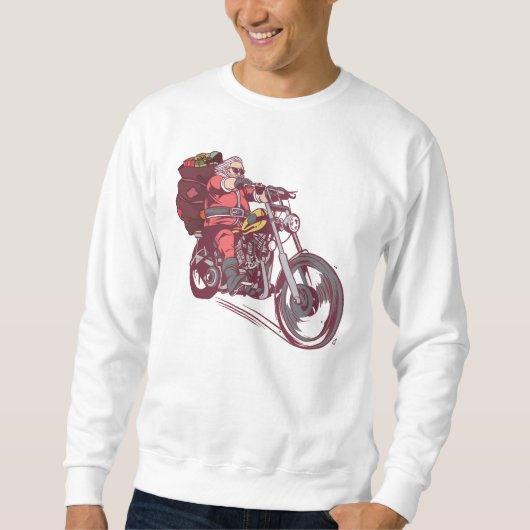 サンタバイクもしくは自転車に乗る人のクリスマスの衣装バイクもしくは自転車に乗る人の招待 スウェットシャツ (正面)