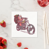サンタバイクもしくは自転車に乗る人のクリスマスの衣装バイクもしくは自転車に乗る人の招待 スタンダードカクテルナプキン (インサイチュ)