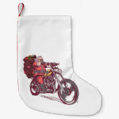 サンタバイクもしくは自転車に乗る人のクリスマスの衣装バイクもしくは自転車に乗る人の招待 スモールクリスマスストッキング (正面)
