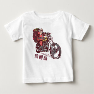 サンタバイクもしくは自転車に乗る人のクリスマスの衣装バイクもしくは自転車に乗る人の招待 ベビーTシャツ