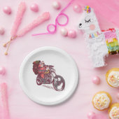 サンタバイクもしくは自転車に乗る人のクリスマスの衣装バイクもしくは自転車に乗る人の招待 ペーパープレート (パーティー)