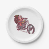 サンタバイクもしくは自転車に乗る人のクリスマスの衣装バイクもしくは自転車に乗る人の招待 ペーパープレート (正面)