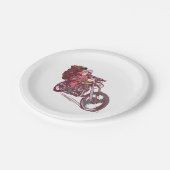 サンタバイクもしくは自転車に乗る人のクリスマスの衣装バイクもしくは自転車に乗る人の招待 ペーパープレート (アングル)