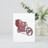 サンタバイクもしくは自転車に乗る人のクリスマスの衣装バイクもしくは自転車に乗る人の招待 ポストカード (スタンド正面)