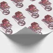 サンタバイクもしくは自転車に乗る人のクリスマスの衣装バイクもしくは自転車に乗る人の招待 ラッピングペーパー (角)