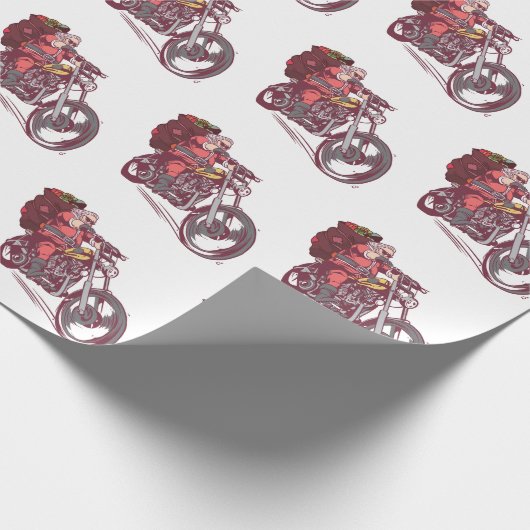 サンタバイクもしくは自転車に乗る人のクリスマスの衣装バイクもしくは自転車に乗る人の招待 ラッピングペーパー (角)