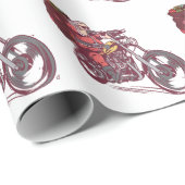 サンタバイクもしくは自転車に乗る人のクリスマスの衣装バイクもしくは自転車に乗る人の招待 ラッピングペーパー (ロールコーナー)