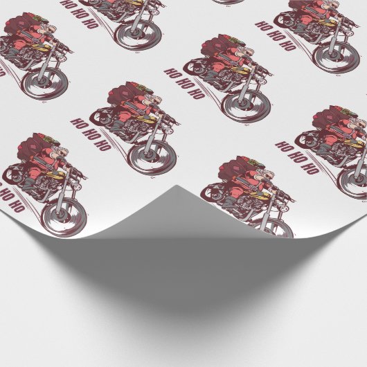 サンタバイクもしくは自転車に乗る人のクリスマスの衣装バイクもしくは自転車に乗る人の招待 ラッピングペーパー (角)