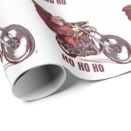 サンタバイクもしくは自転車に乗る人のクリスマスの衣装バイクもしくは自転車に乗る人の招待 ラッピングペーパー (ロールコーナー)