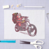 サンタバイクもしくは自転車に乗る人のクリスマスの衣装バイクもしくは自転車に乗る人の招待 薄葉紙 (クラフト)