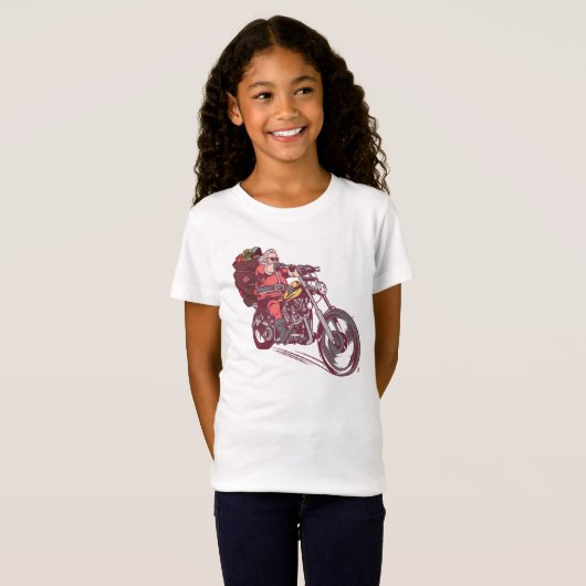 サンタバイクもしくは自転車に乗る人のクリスマスの衣装バイクもしくは自転車に乗る人の招待 Tシャツ (正面フル)