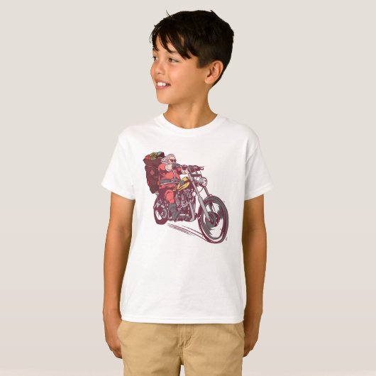 サンタバイクもしくは自転車に乗る人のクリスマスの衣装バイクもしくは自転車に乗る人の招待 Tシャツ (正面フル)