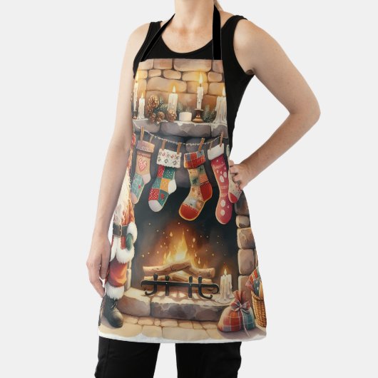 サンタバイ暖炉クリスマスストッキング エプロン (インサイチュ)