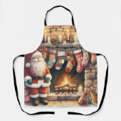 サンタバイ暖炉クリスマスストッキング エプロン (正面)