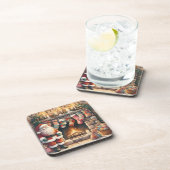 サンタバイ暖炉クリスマスストッキング コースター (右側)