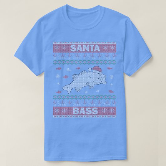 サンタバスアグリーなクリスマスセーター魚釣り1 Tシャツ (デザイン正面)