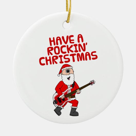 サンタバスギターベースのクリスマスオーナメント セラミックオーナメント (正面)