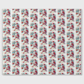 サンタバスケットボールプレイヤーのクリスマス ラッピングペーパー (フラット)