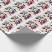 サンタバスケットボールプレイヤーのクリスマス ラッピングペーパー (角)