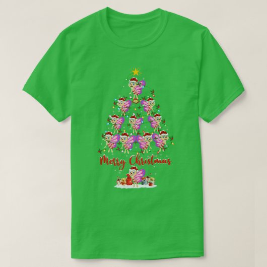 サンタバタフライクリスマスにマッチする蝶の恋人 Tシャツ (デザイン正面)