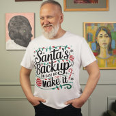 サンタバックアップ | 家族おもしろいクリスマスティー Tシャツ