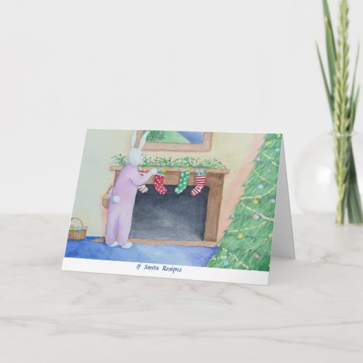サンタバニー折りたたみグリーティングカード カード (正面)