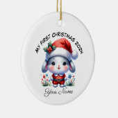 サンタバパーソナライズされたニー初めてのクリスマス セラミックオーナメント (右)