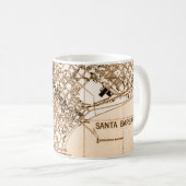 サンタバーバラのヴィンテージマップ縦マグカップ コーヒーマグカップ (正面右)