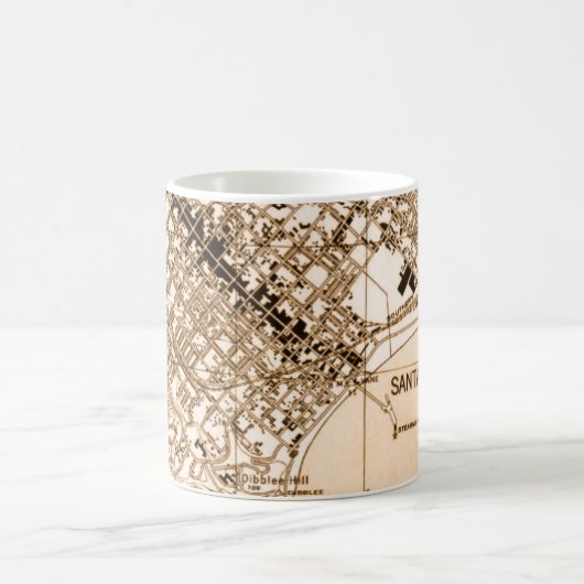 サンタバーバラのヴィンテージマップ縦マグカップ コーヒーマグカップ (中央)
