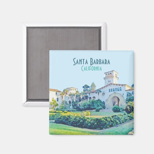 サンタバーバラカリフォルニアコートハウスウォーターカラーマグ マグネット (正面/裏面)