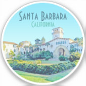 サンタバーバラカリフォルニアコートハウスウォーターカラー シール (正面)