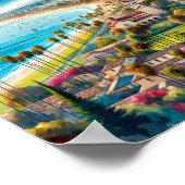 サンタバーバラカリフォルニアトラベルプレースウォーター色 ポスター (角)