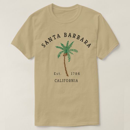 サンタバーバラカリフォルニアパームカラフルツリーレトロ Tシャツ (デザイン正面)