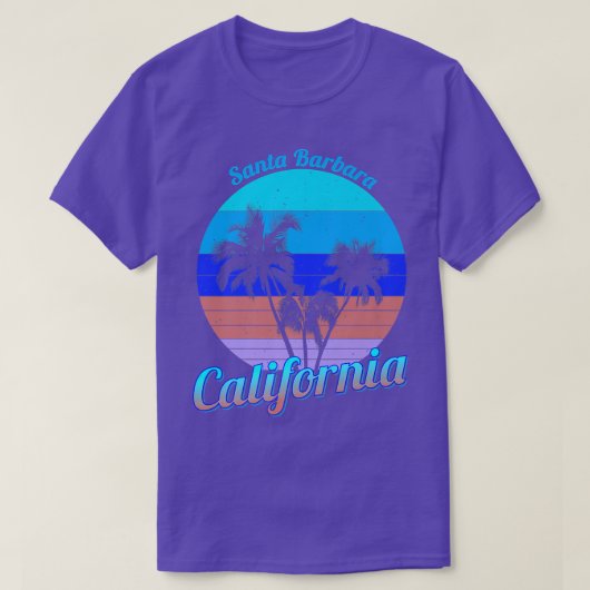 サンタバーバラカリフォルニアレトロパームツリーズビーチス Tシャツ (デザイン正面)