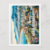 サンタバーバラカリフォルニア有名なプレイスウォーターカラー ポストカード (正面)