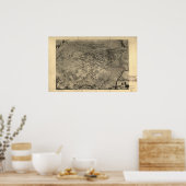 サンタバーバラカリフォルニア1896パノラママップ ポスター (キッチン)