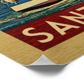 サンタバーバラシルボートヴィンテージトラベルカリフォルニア ポスター (角)