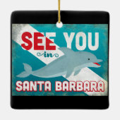 サンタバーバラドルフィン – レトロヴィンテージトラベル セラミックオーナメント (裏面)