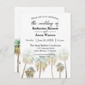 サンタバーバラパームツリーズビーチウォーターカラー 招待状 (正面/裏面)