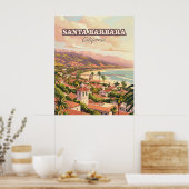 サンタバーバラビーチセントラルコーストカリフォルニアレトロ ポスター (キッチン)